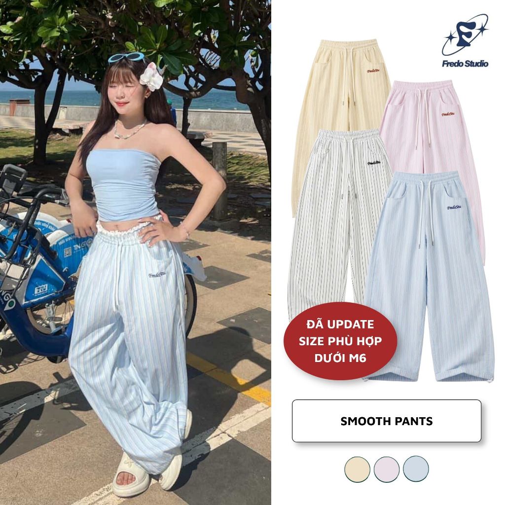 Quần Harem Striped Form Suông Siêu Rộng, Quần Dài Kẻ Sọc Đi Biển, Đi Chơi Dã Ngoại Phong Cách Hàn Qu
