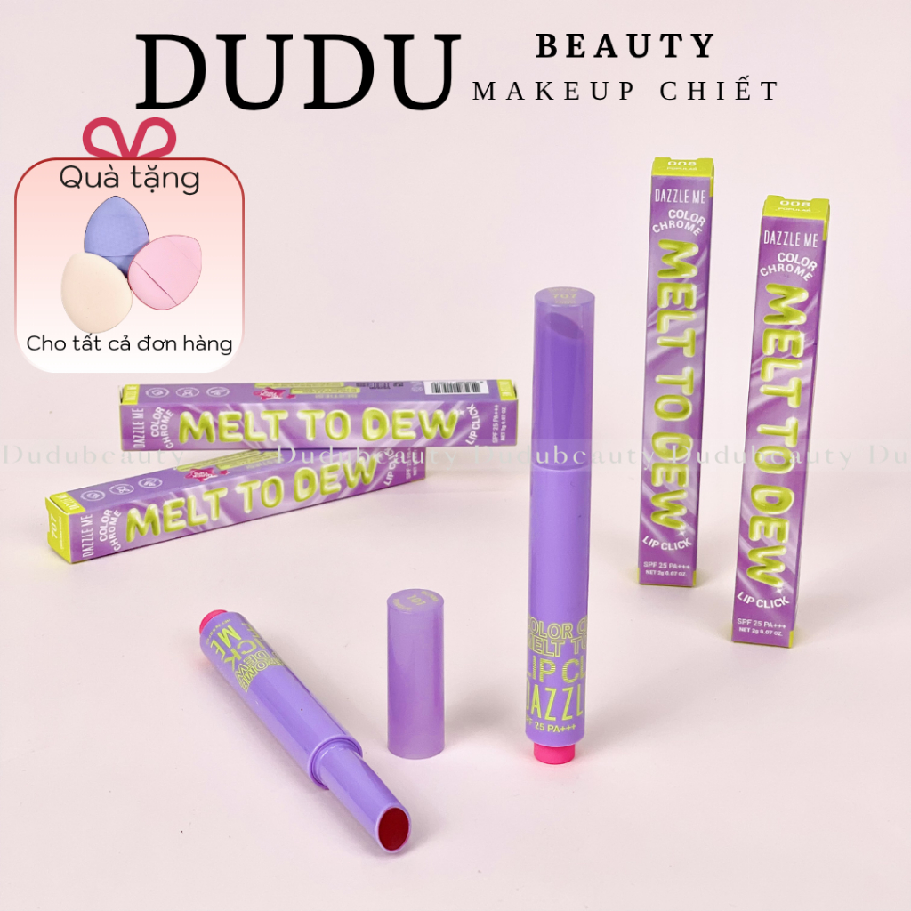 Son môi 4 in1 DAZZLE ME Color Chrome Melt to Dew Lip Click dưỡng ẩm chống nắng căng bóng môi