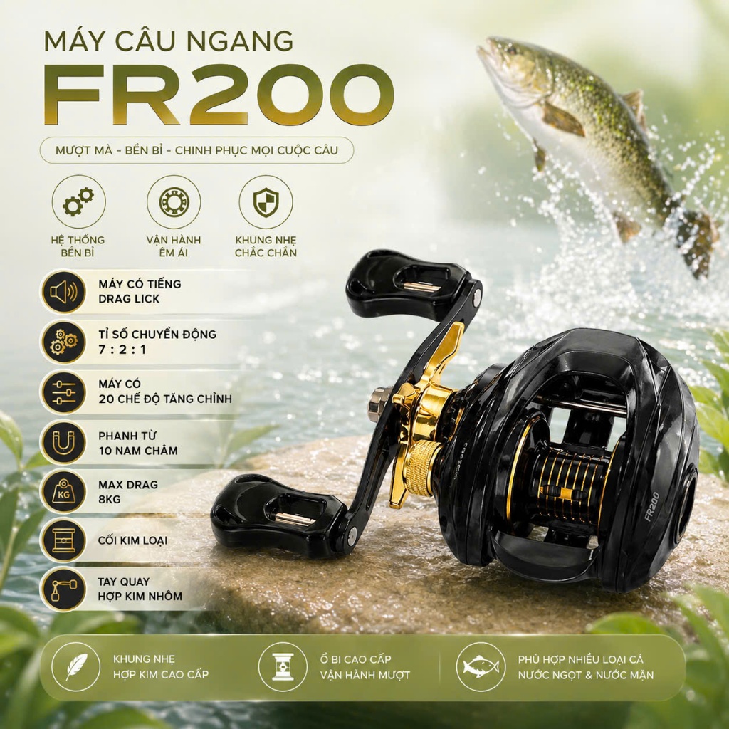 Máy Ngang FR200 Có Tiếng DragClick Mẫu Mới 2024