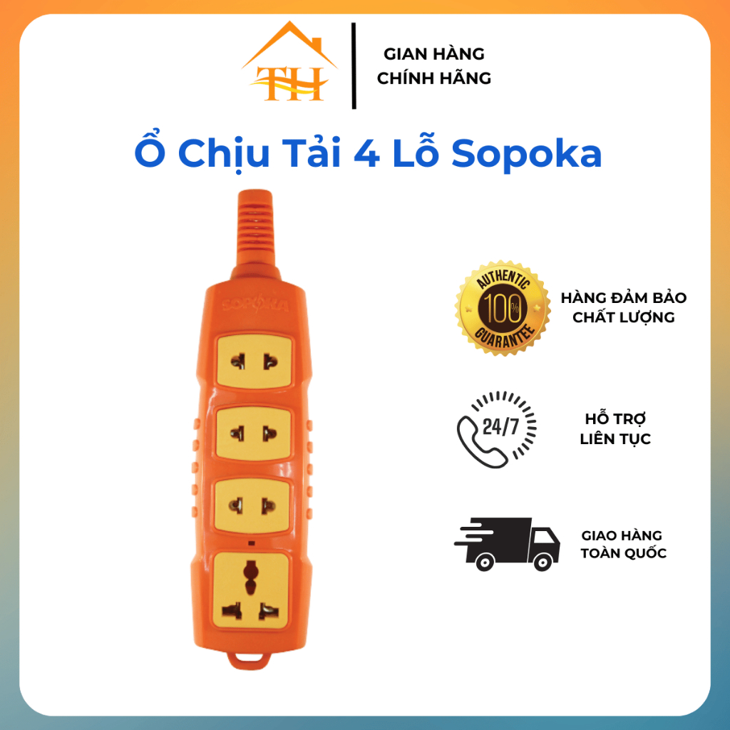 Ổ Cắm Chịu Tải 4 Lỗ 4S-6000W Sopoka – Ổ Cắm Điện Công Suất Lớn, An Toàn, Chịu Tải Cao
