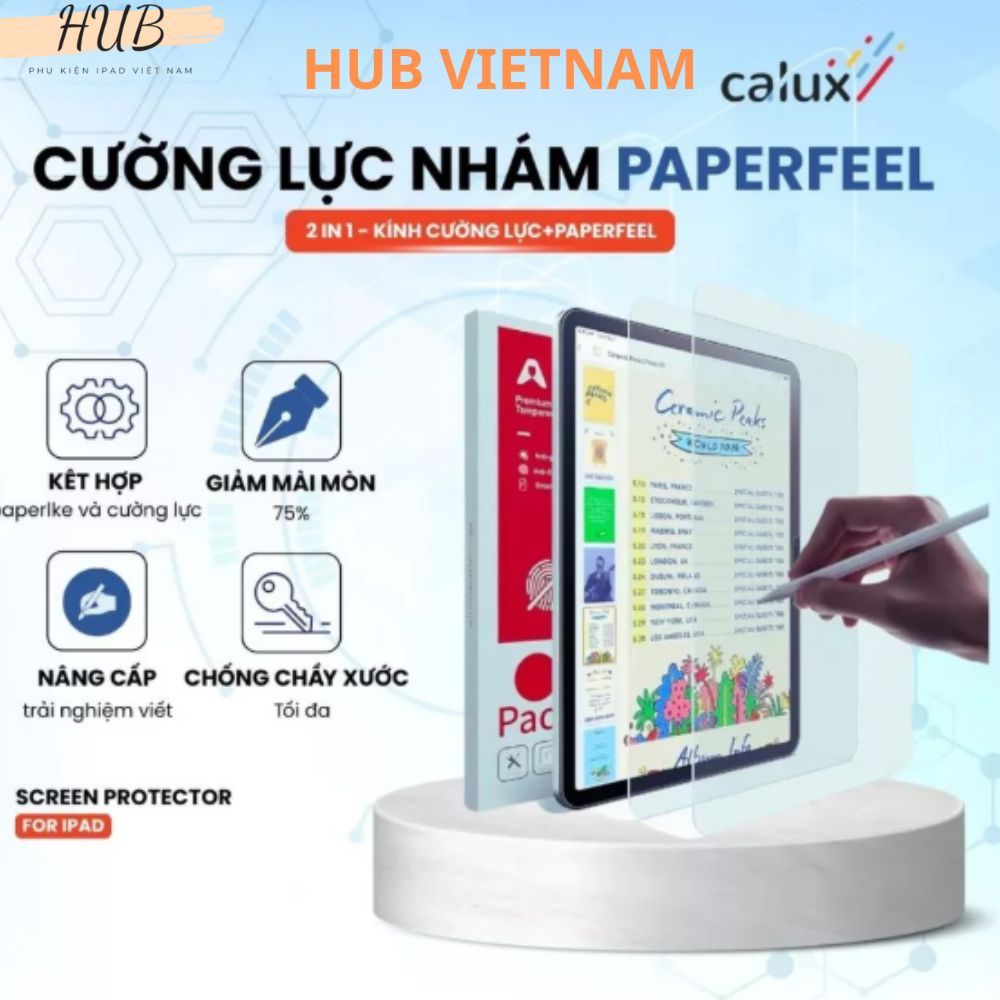Cường Lực Nhám PaperLike Ipad SolidPad Viết Như Trên Giấy, Hạn Chế Vân Tay Ipad Mini/Gen/Air/Pro C04