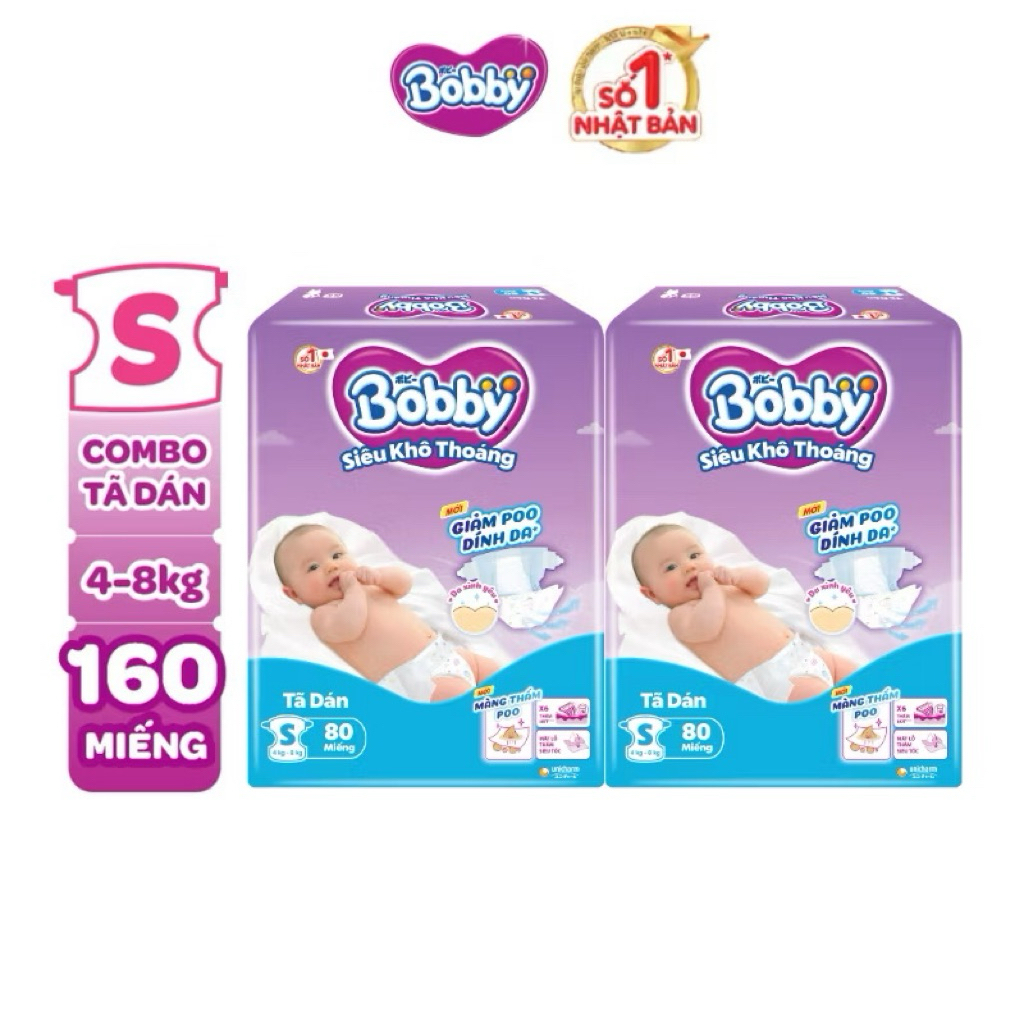(COMBO 2 GÓI) Tã dán Bobby Super Jumbo S80/M76