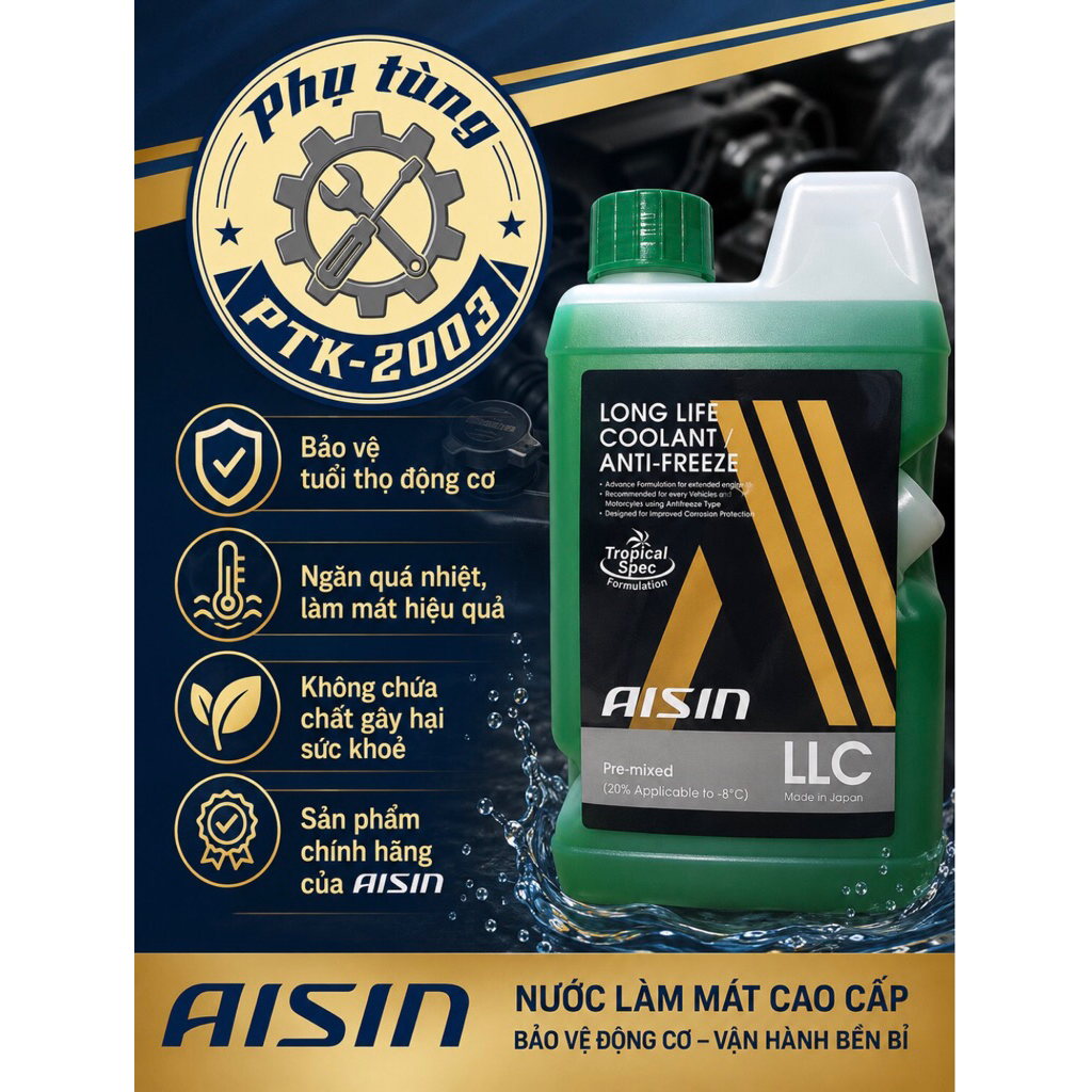 NƯỚC LÀM MÁT AISIN LONG LIFE COOLANT (xanh)- 1 lít - Made in Japan