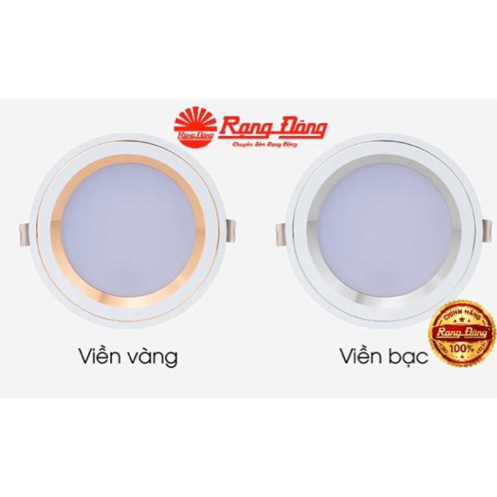 [Rạng Đông] Đèn LED âm trần AT26 8w,10w,12w đổi màu viền vàng, viền bạc.