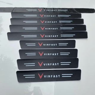 Set 9 miếng decal bậc vân carbon-Nẹp dán bậc cửa xe hơi logo các hãng huyndai, Vinfast,  toyota, honda, KIA,...