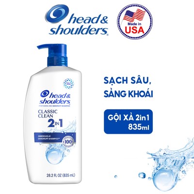 [VHLxP&G Import] Dầu Gội Xả 2in1 Head&Shoulders 835ml Mỹ - Giảm gàu, sảng khoái