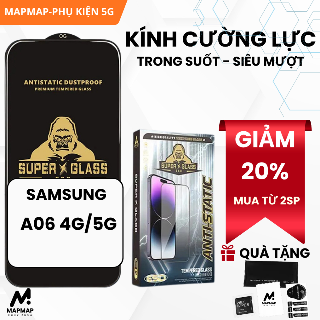 Cường lực Samsung A06 4G/5G MAPMAP full màn | Miếng kính dán bảo vệ màn hình cho ss galaxy