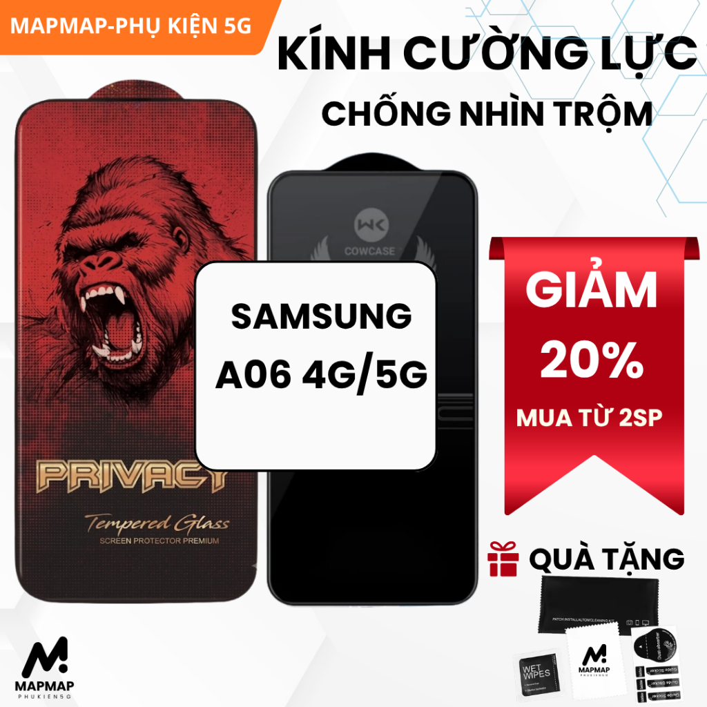 Cường lực Samsung A06 4G,5G MAPMAP chống nhìn trộm kính full màn bảo vệ màn hình cho ss galaxy