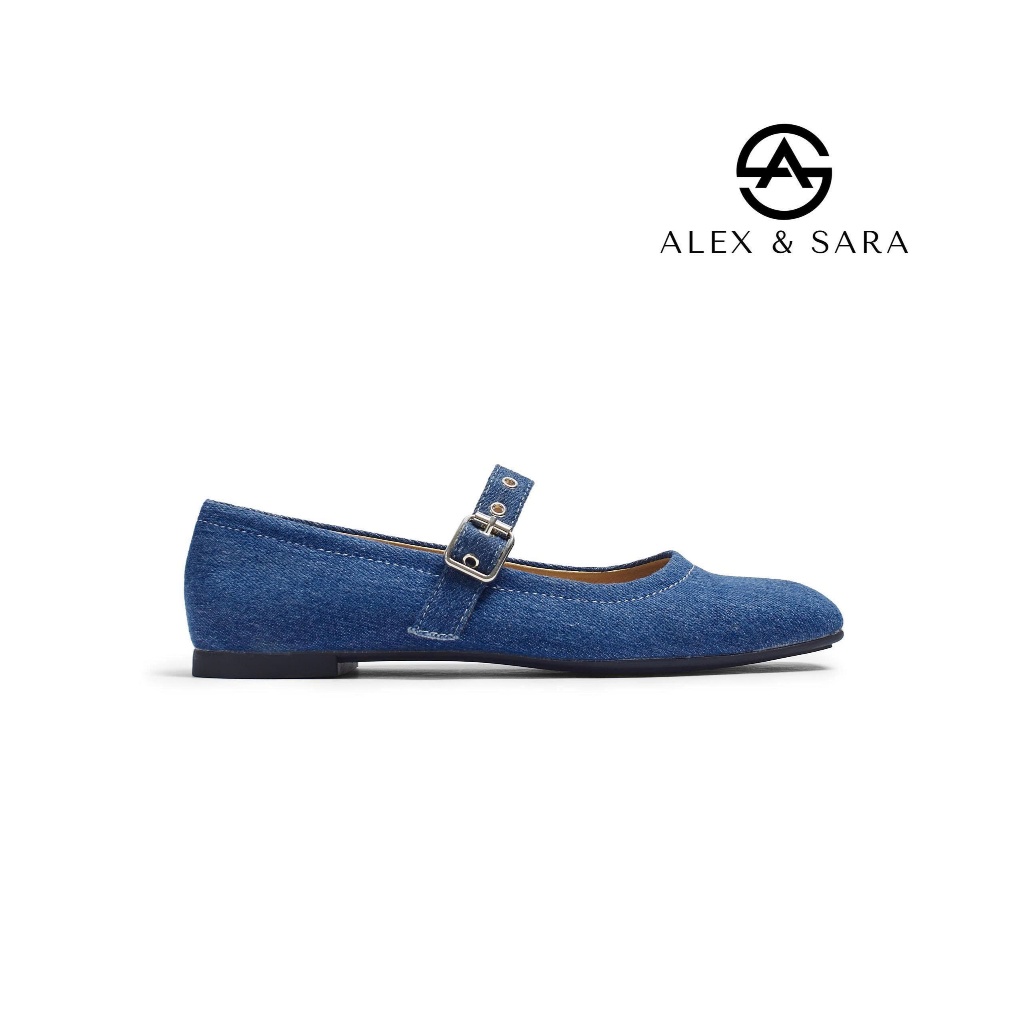 LT180 - Giày Búp Bê Nữ Alex & Sara Mary Jane Retro Quai Khoen Kim Loại