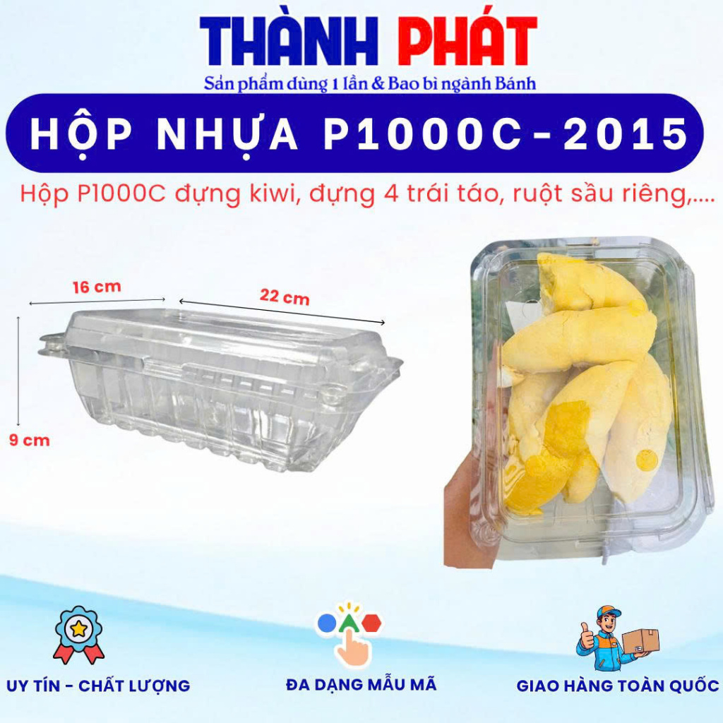 50 Hộp P1000C -2015 - Hộp đựng 4 trái táo - Hộp đựng trái cây nhập khẩu 1kg-2kg
