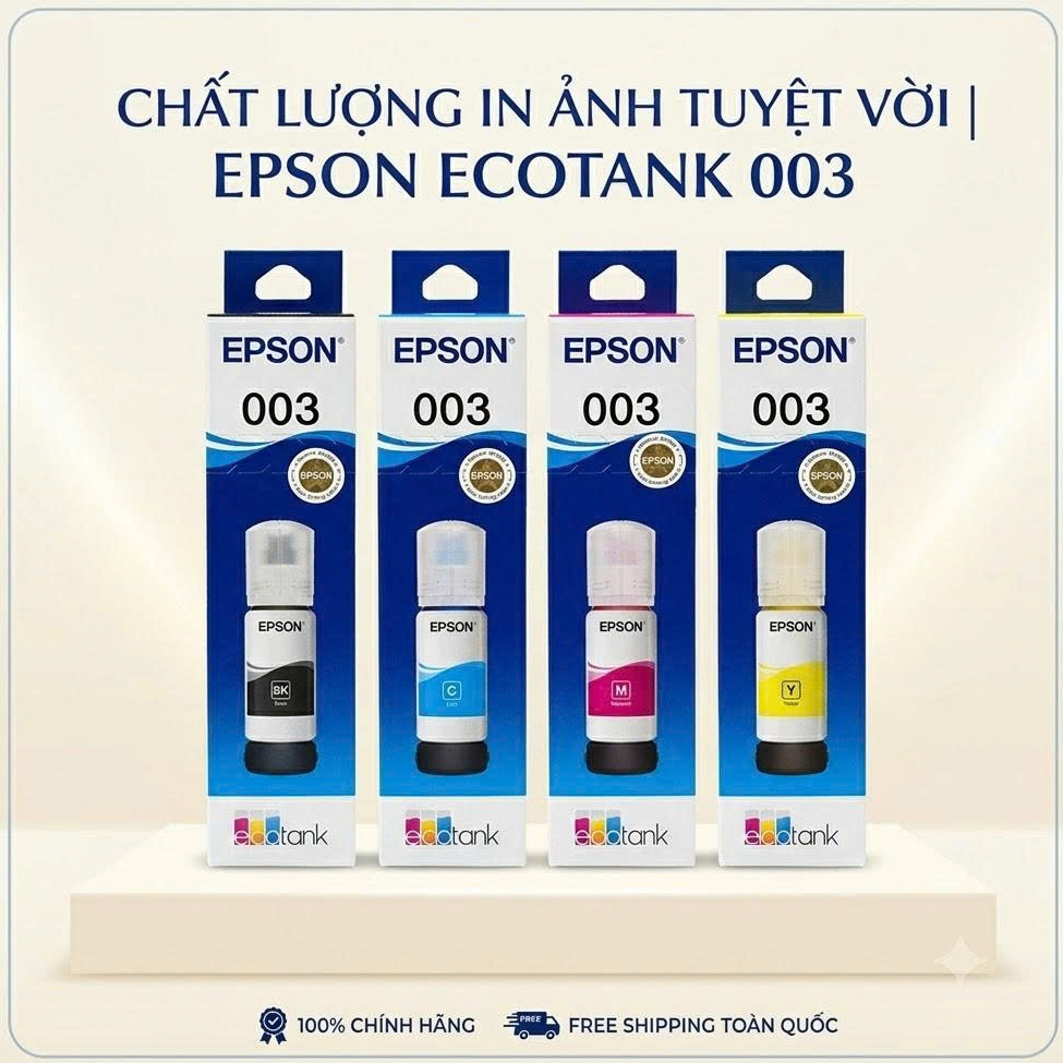 Mực In Epson 003 Chính Hãng (Bộ 4 Màu) Cho Máy L3110 L3150 L3210 L3250 L1110 L1210 L5190 L3550 L5290