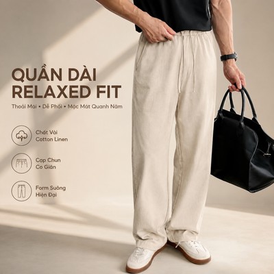 Quần dài ROWAY, vải linen co giãn nhẹ, form regular | suông linen