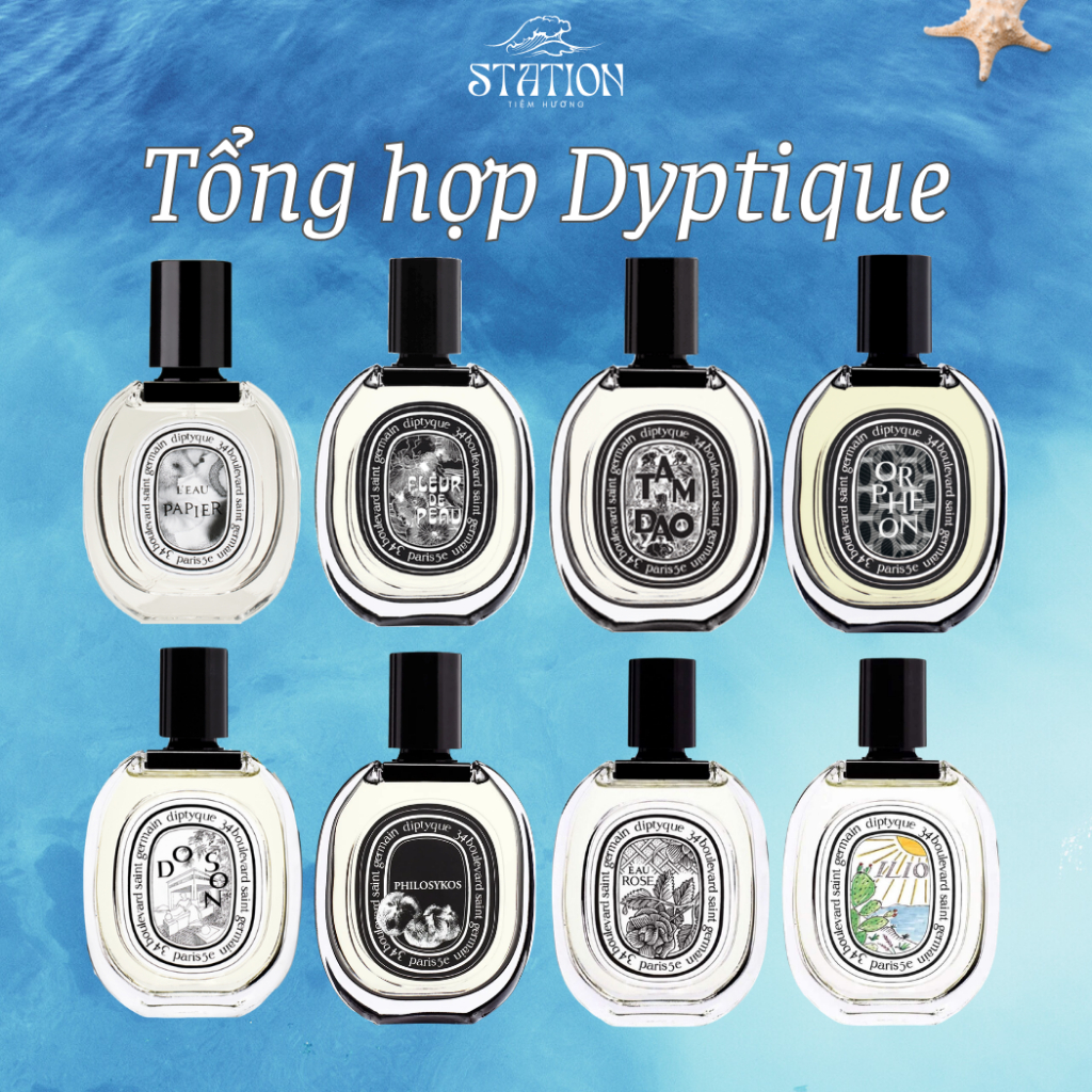 Nước Hoa Unisex Diptyque Fleur De Peau, L’eau Papier, Orpheon, Do son, Tam Dao, Ilio, Eau Rose, Phil