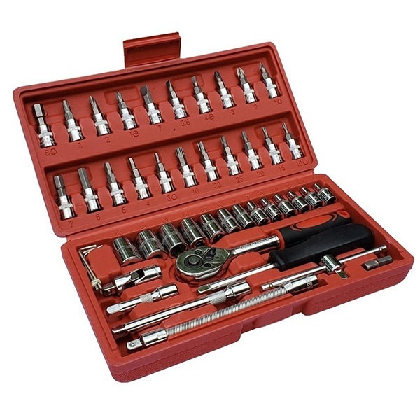 Bộ sửa chữa 46 chi tiết, Bộ dụng cụ mở bulong ốc vít đa năng 46 chi tiết sửa chữa oto xe máy.