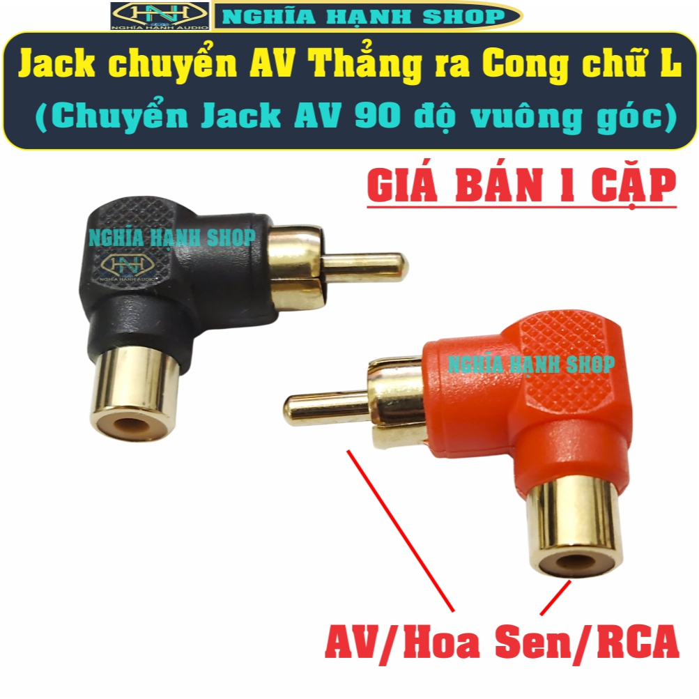 (1 Cặp) Jack chuyển AV thẳng ra AV cong chữ L, Jack AV chữ L, đầu AV hoa sen cong 90 độ