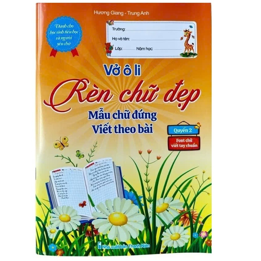 Sách - Vở Ô Li Rèn Chữ Đẹp Mẫu Chữ Đứng Viết Theo Bài - Font Chữ Viết Tay Chuẩn