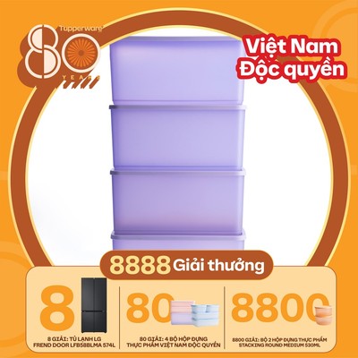 Bộ 4 hộp Tupperware trữ khô và mát Cubix Rectangle 3.1L