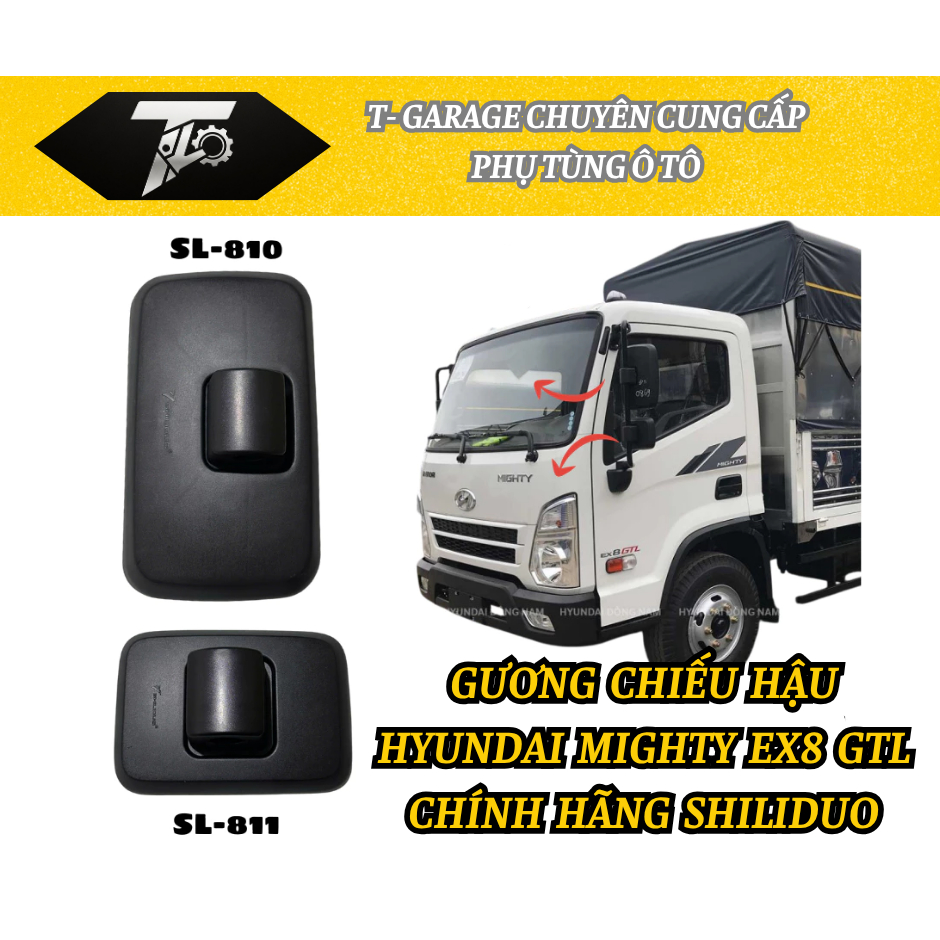 [CHÍNH HÃNG] Gương chiếu hậu HYUNDAI MIGHTY EX8 GTL (bản thiếu) – Kính trên SL-810+ dưới SL-811