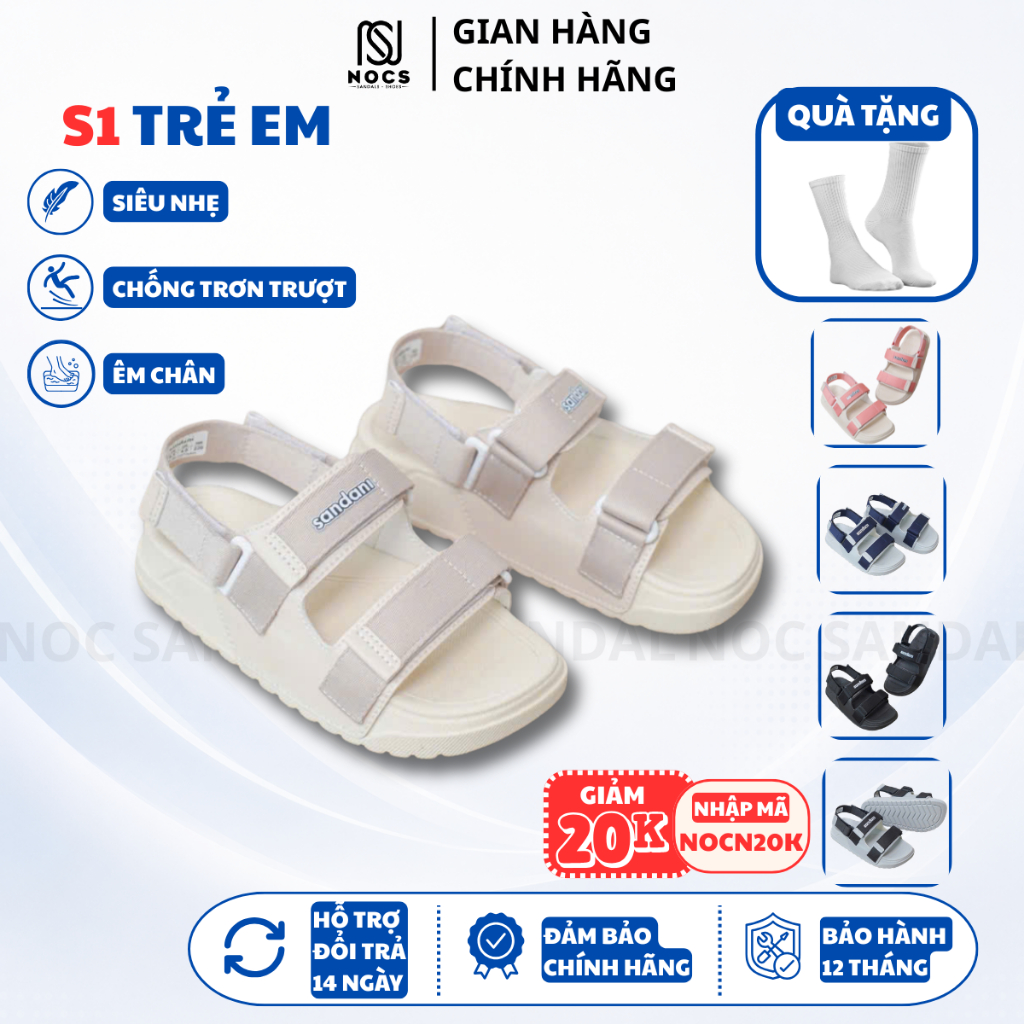 Giày Sandal Trẻ Em SANDANI S1 2 Quai Ngang NOC ,Dép Quai Hậu Trẻ Em Đế Phylon Nhẹ Êm Bền Chân