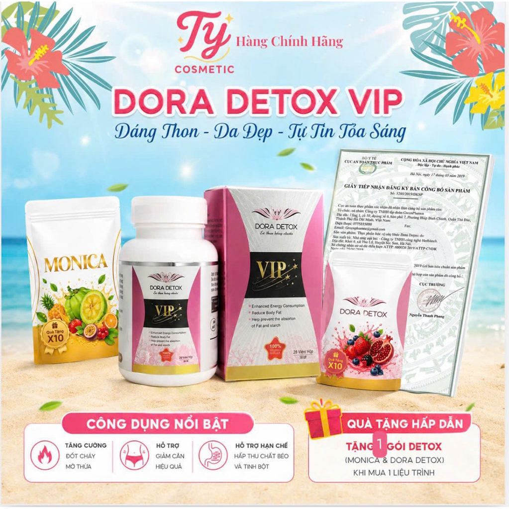 (Chính hãng - Mua 1 tặng 1 )- DORA DETOX VIP hỗ trợ kiểm soát cân tặng kèm viên Dora Night