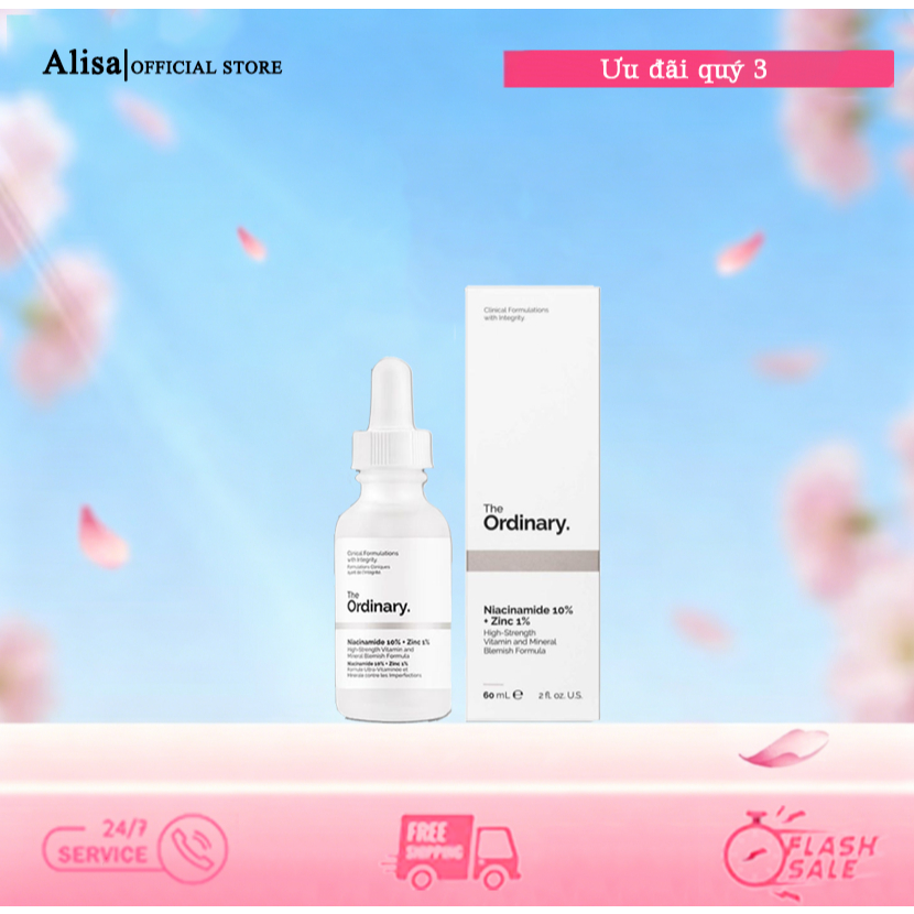 Tinh chất giảm mụn, thu nhỏ lỗ chân lông The Ordinary Niacinamide 10% + Zinc 1% alisa makeup Shop