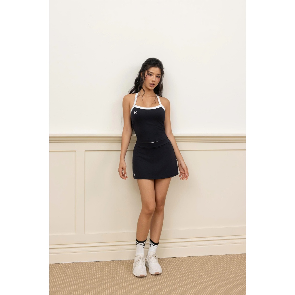 Set váy I.vy đen áo có đệm mút Ribbon Fit