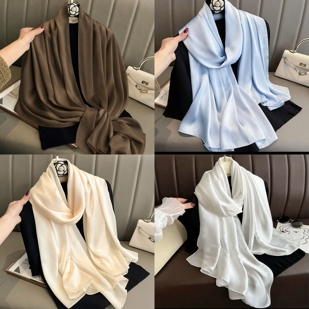 [Sẵn Ship] Khăn Choàng Lụa trơn 1m8*75cm Mềm Mịn Sang Trọng | Khoác Váy Dạ Hội – Áo Dài | BigBuy360 - bigbuy360.vn