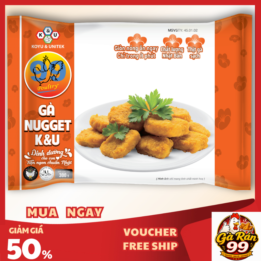 Giao Hỏa Tốc 1H  |  Gà Nugget 99Poultry - Gà Nugget Tẩm Bột Chiên Giòn, Đồ Ăn Đông Lạnh
