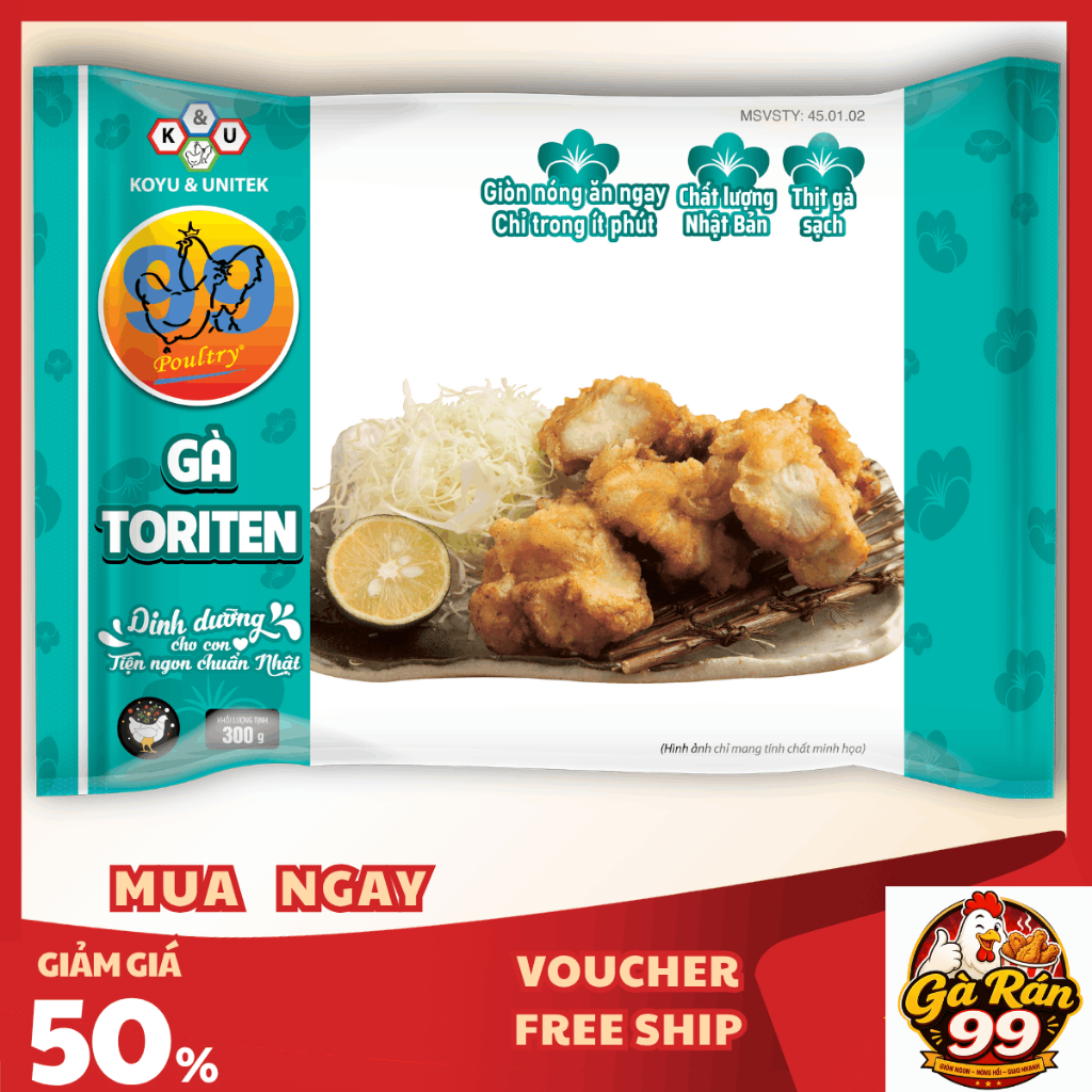 Giao Hỏa Tốc 1H | Gà Toriten 99Poultry 300g - Gà Tempura Kiểu Nhật, Thịt Gà Tẩm Bột Chiên Giòn