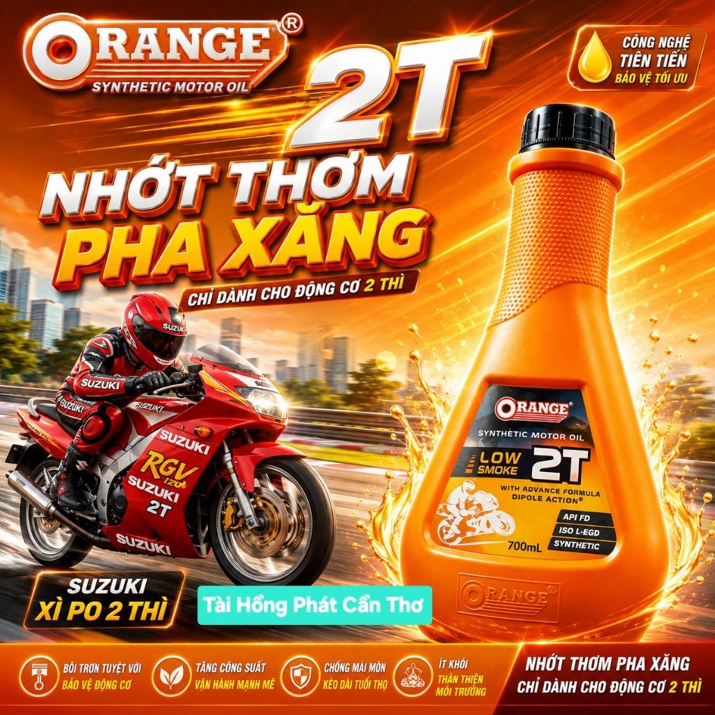 Tinh Mùi, Nhớt Pha Xe 2 Thì Orange ,Veloil.