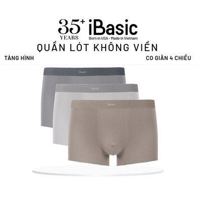 Combo 3 Quần lót boxer nam iBasic không đường may phom đùi trunk lưng hoạ tiết PANM168