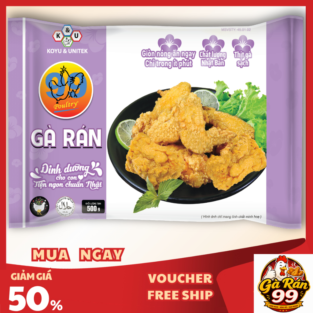 Gà Rán 99Poultry 500g - Gà Nguyên Miếng Tẩm Bột Sẵn, Gà Chiên Giòn | Giao Hỏa Tốc 1H