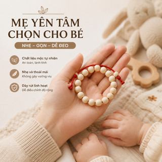 Vòng dâu tằm đeo tay cho bé, hạt dâu tằm tự nhiên dây co giãn cho trẻ sơ sinh và trẻ nhỏ ngủ ngon
