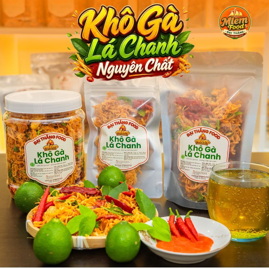 Khô Gà Lá Chanh Nguyên Chất Loại 1 | Thịt Gà Xé Sợi Cay Vừa Ăn | Mlem Food Đại Thắng