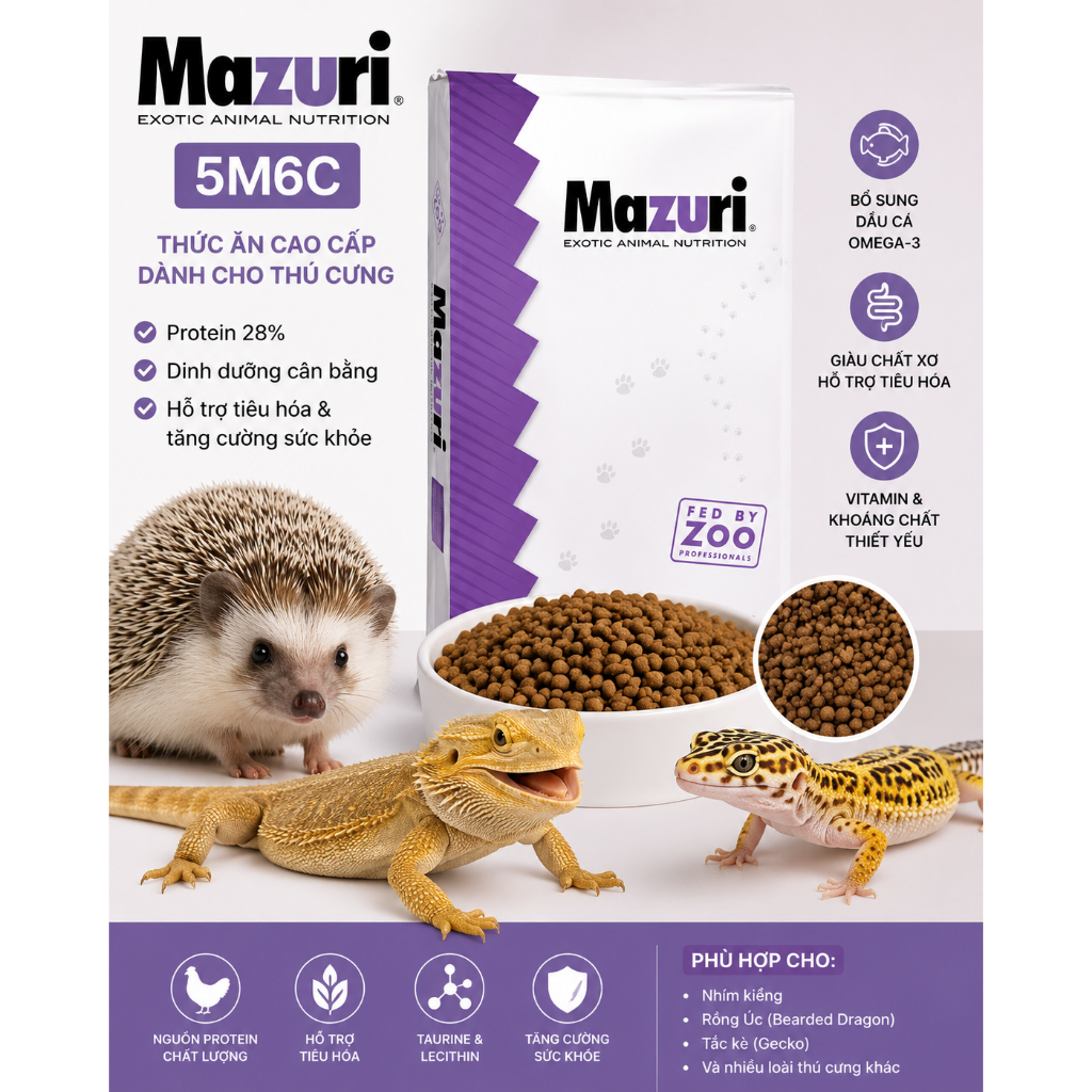 CÁM MAZURI 5M6C - THỨC ĂN CAO CẤP DÀNH CHO NHÍM, RÔNG ÚC, TẮC KÈ, CHIM CẢNH, SÓC