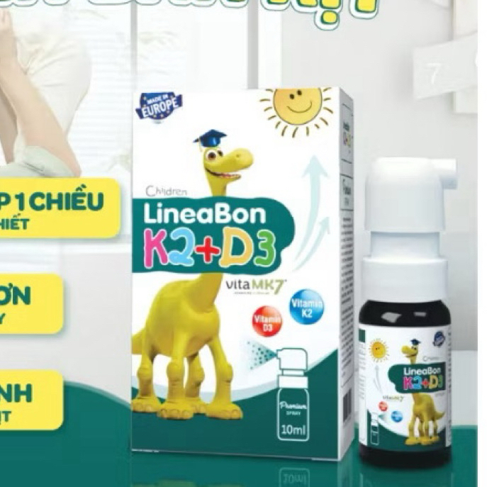 LineaBon K2+D3 Dạng Xịt ( Màu  Xanh 10 ml) bổ sung  D3,K2 giúp bé ngủ ngon,mau lớn,chắc khỏe xương,t