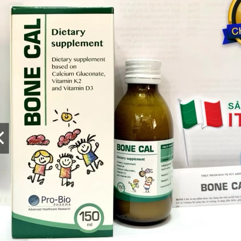 Bone Cal (hộp 150 ml ) Canxi Hữu Cơ Cho Bé,Bổ Sung Canxi Vitamin D3-k2 Giúp Phát Triển Chiều Cao Tốt