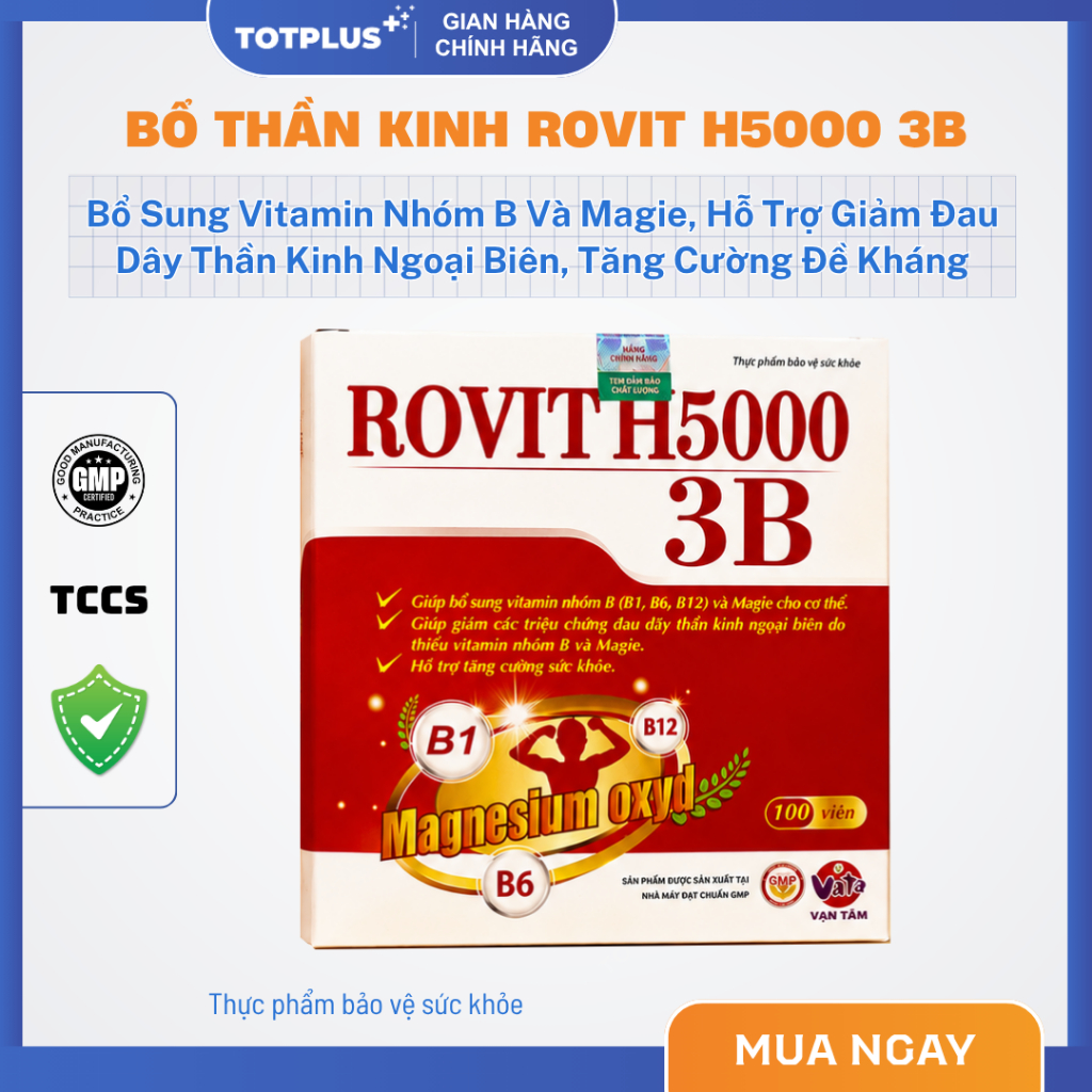 ROVIT H5000 3B - Bổ Sung Vitamin B Và Magie, Hỗ Trợ Tăng Cường Sức Khỏe, Giảm Suy Nhược Thần Kinh
