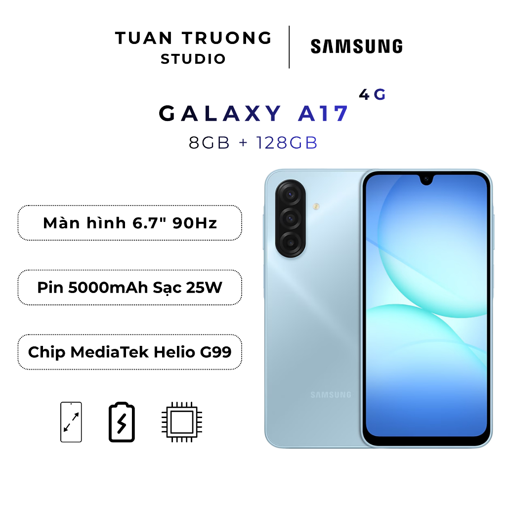 Điện Thoại Samsung Galaxy A17 4G 8/128GB - Chip MediaTek Helio G99 | Hàng Chính Hãng