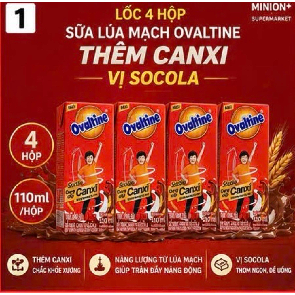 Sữa Lúa Mạch Ovaltine Vị Socola X2 Canxi 110ml Lốc 4 Hộp | Ovaltine | Bổ Sung Canxi, Dinh Dưỡng | Th