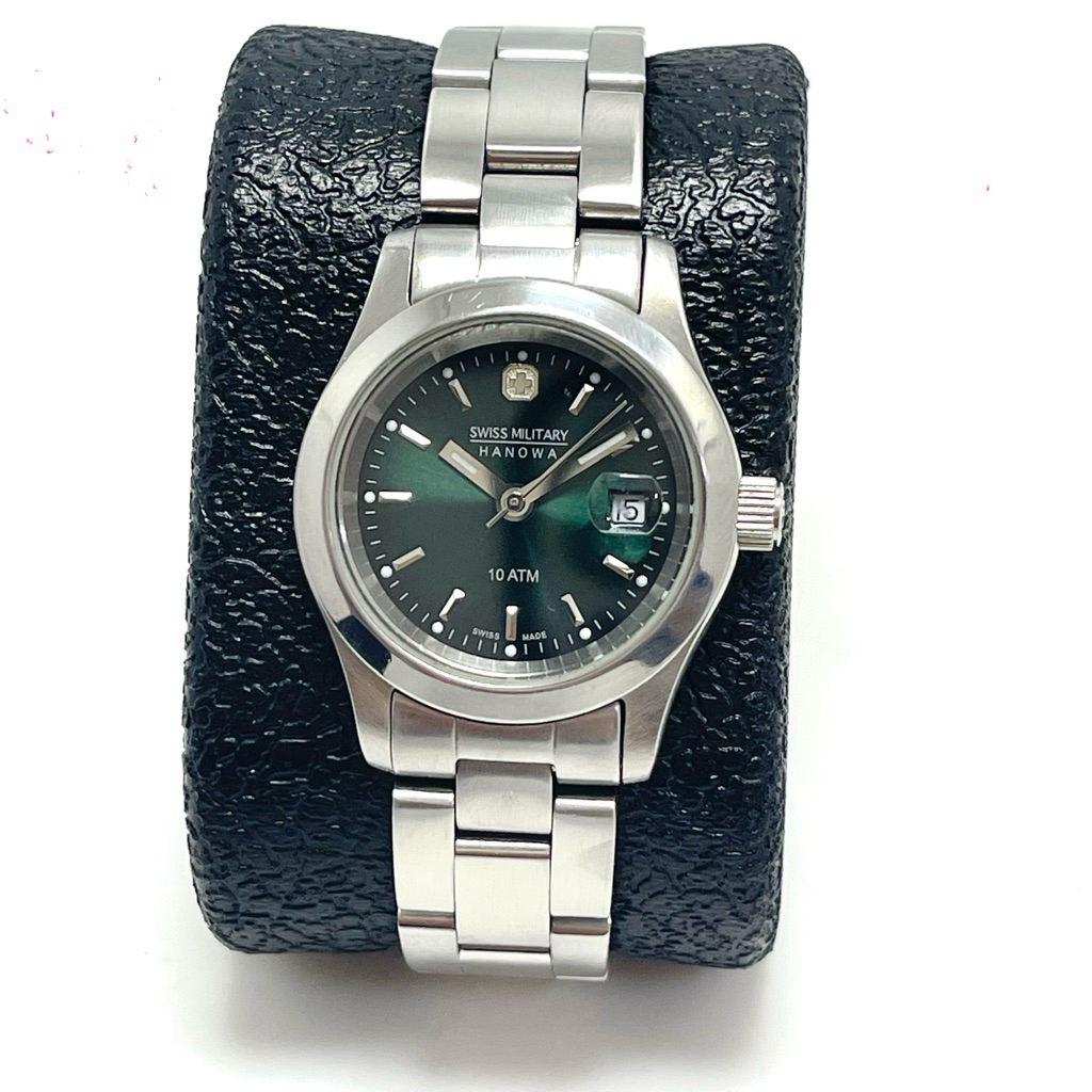 Đồng hồ quân đội nữ hiệu SWISS MILITARY Dial xanh ngọc, bền bỉ, chống nước tốt 28mm [2HAND]