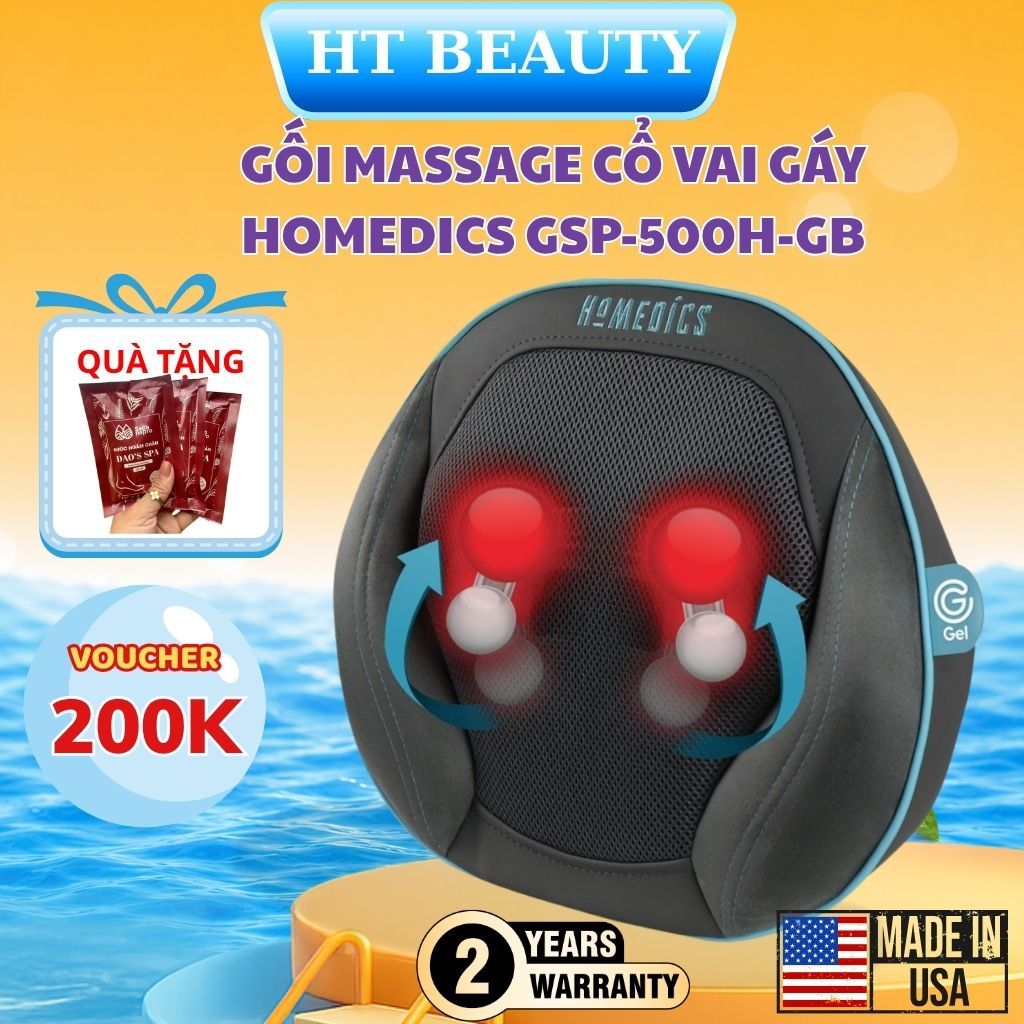 Gối massage công nghệ Shiatsu GEL 3D HoMedics GSP-500H-GB- HT Beauty Nhập Khẩu Mỹ Chính Hãng