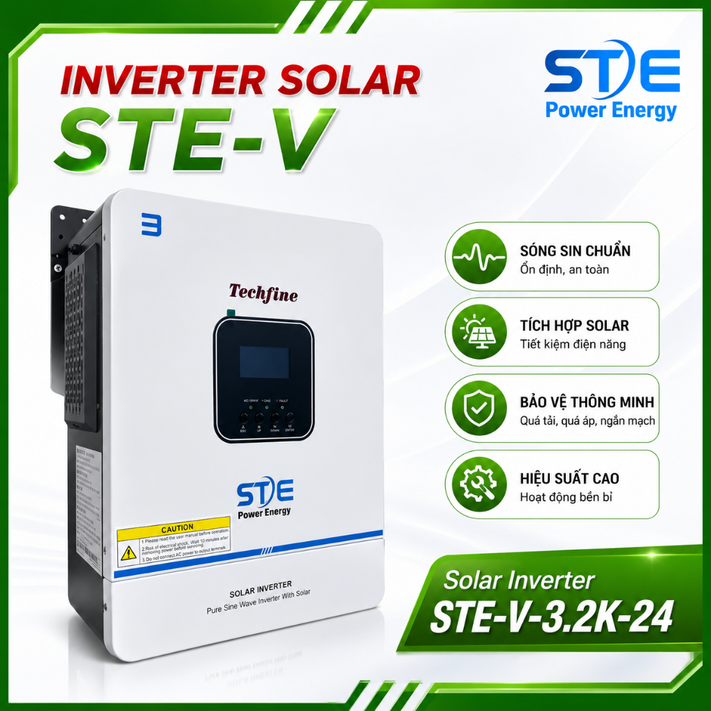 Bộ chuyển đổi Inverter Hybrid STE 3kW 24V – 3000VA |MPPT 500V 100A | Soyer Tech - Mẫu mới STE-V-3.2K