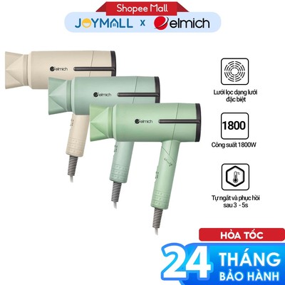 Máy Sấy Tóc Elmich HDE1823 1800W, Hàng Chính Hãng, Sấy Tóc Nhanh Khô, Tay Cầm Xoay Gập - JoyMall