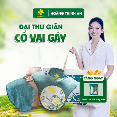 Đai Thư Giãn Cổ Vai Gáy Ngải Cứu & Đá Muối Biển Happy Life