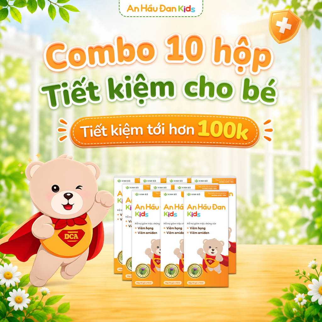 COMBO 10 hộp Siro Ho An Hầu Đan Kids Hỗ Trợ Cho Trẻ Viêm Amidan Viêm Va 6 Tháng-10 Tuổi