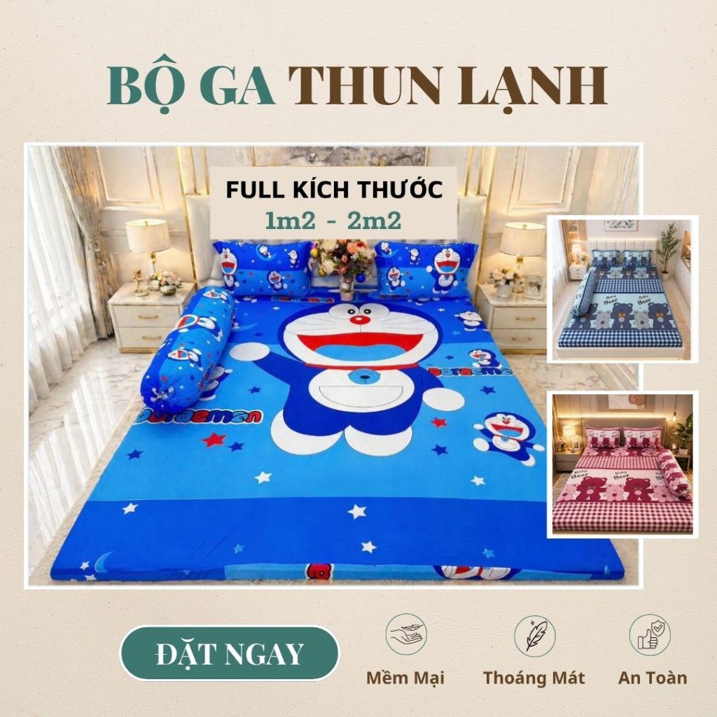 Drap Thun Lạnh Hàn Quốc , Ga Trải Giường Thun Lạnh Họa Tiết Thú Đủ Size Từ 1m2 - 2m2