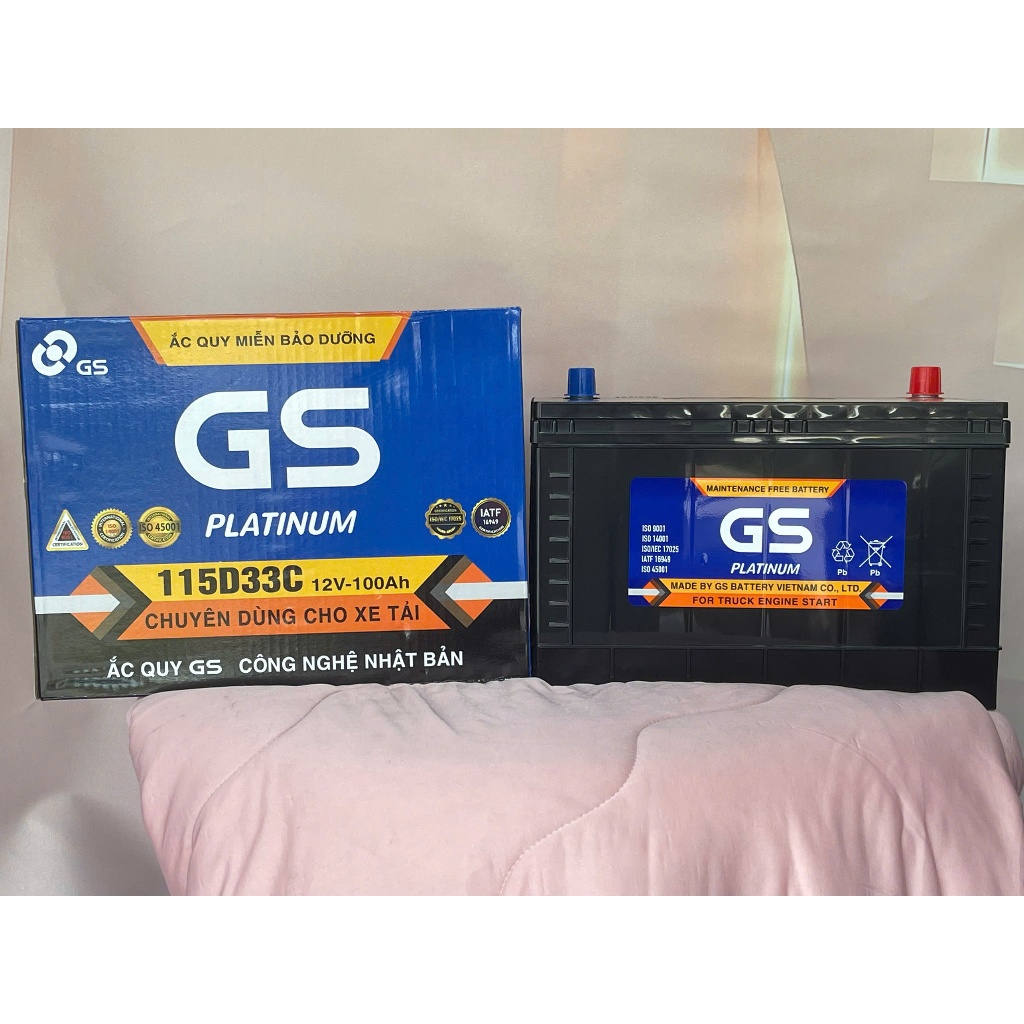 Ắc Quy GS 115D33C 12V 100Ah Khô Miễn Bảo Dưỡng Chính Hãng