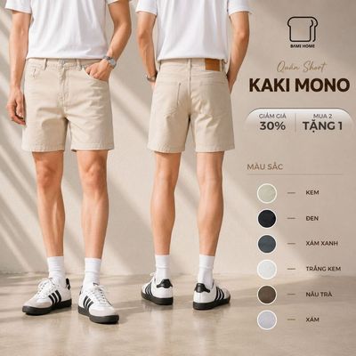Quần short nam MONO KAKI BAMI HOME BM, chất kaki cotton ít nhăn, form trên gối dễ phối đồ QK16
