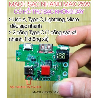 Mạch sạc dự phòng nhanh 18w, 22.5w Type C